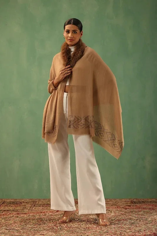 Angira Cashmere Fur Stole | SHOBITAM