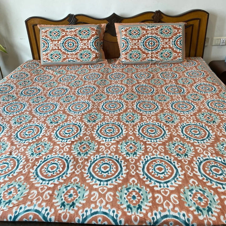 Kesar Ikat Print Bedsheet Set