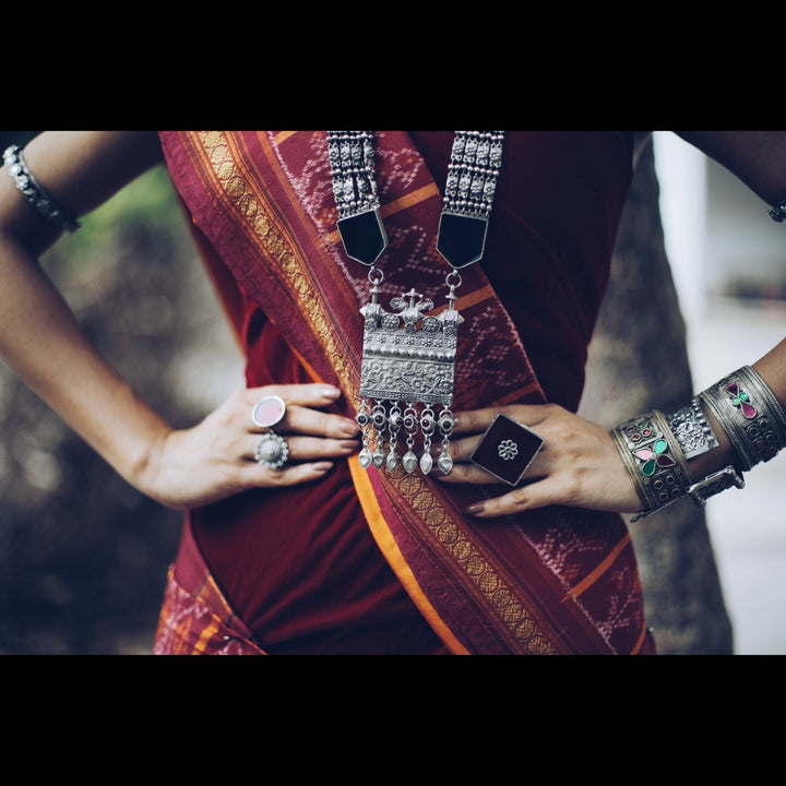 Jaiselmeri Glasswork Haar Necklace | SHOBITAM