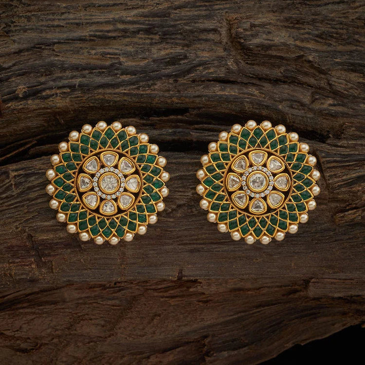 4 cm Kundan Studs with Moti rim