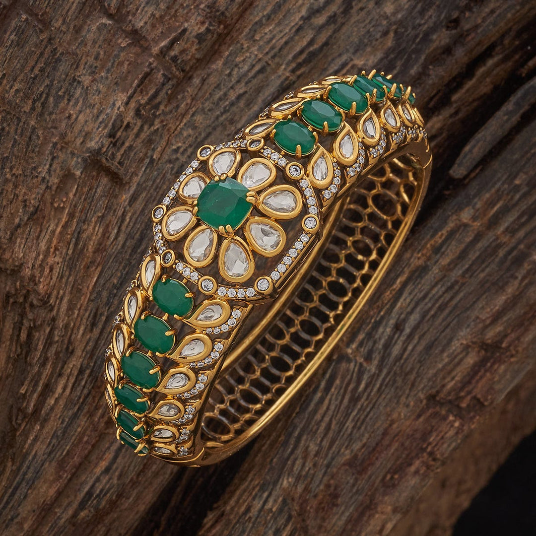 Victorian-plated Floral Design with Kundan and Stones Details Openable kadaa - Single Piece