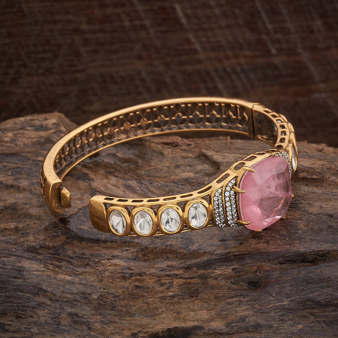 Victorian Finish Pink Stones Studded Adjustable kadaa - Single Piece