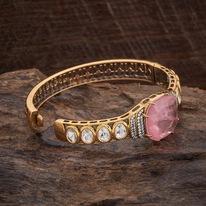 Victorian Finish Pink Stones Studded Adjustable kadaa - Single Piece
