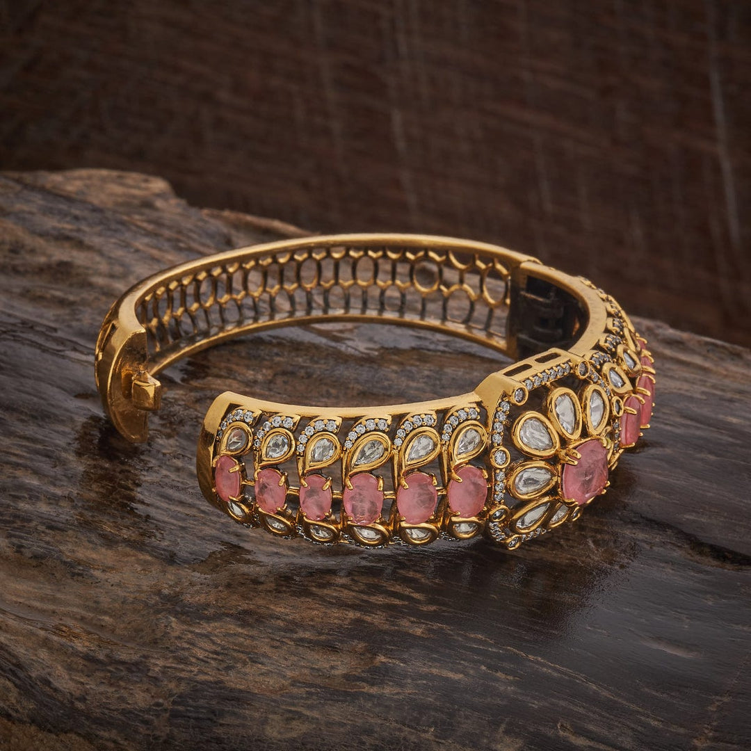 Victorian-plated Floral Design with Kundan and Stones Details Openable kadaa - Single Piece