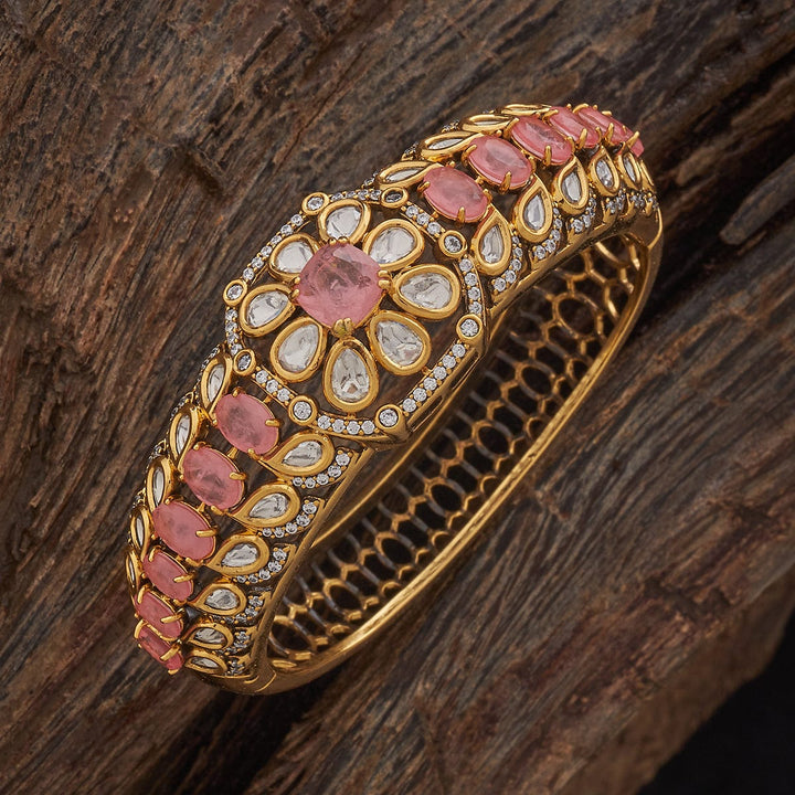 Victorian-plated Floral Design with Kundan and Stones Details Openable kadaa - Single Piece