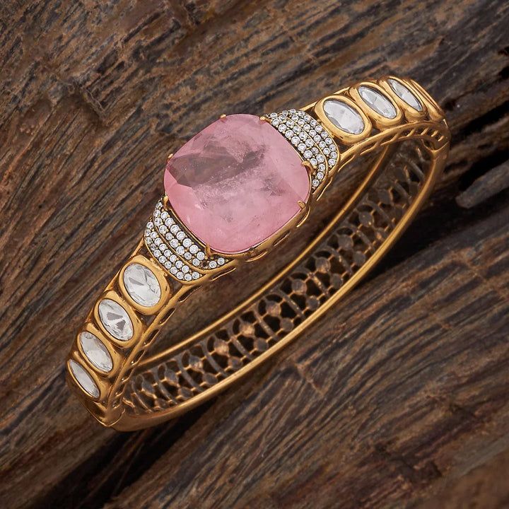 Victorian Finish Pink Stones Studded Adjustable kadaa - Single Piece