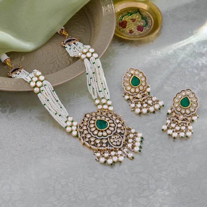 Multistrand Pearl and Kundan Necklace Set Stones and Beads With Variants