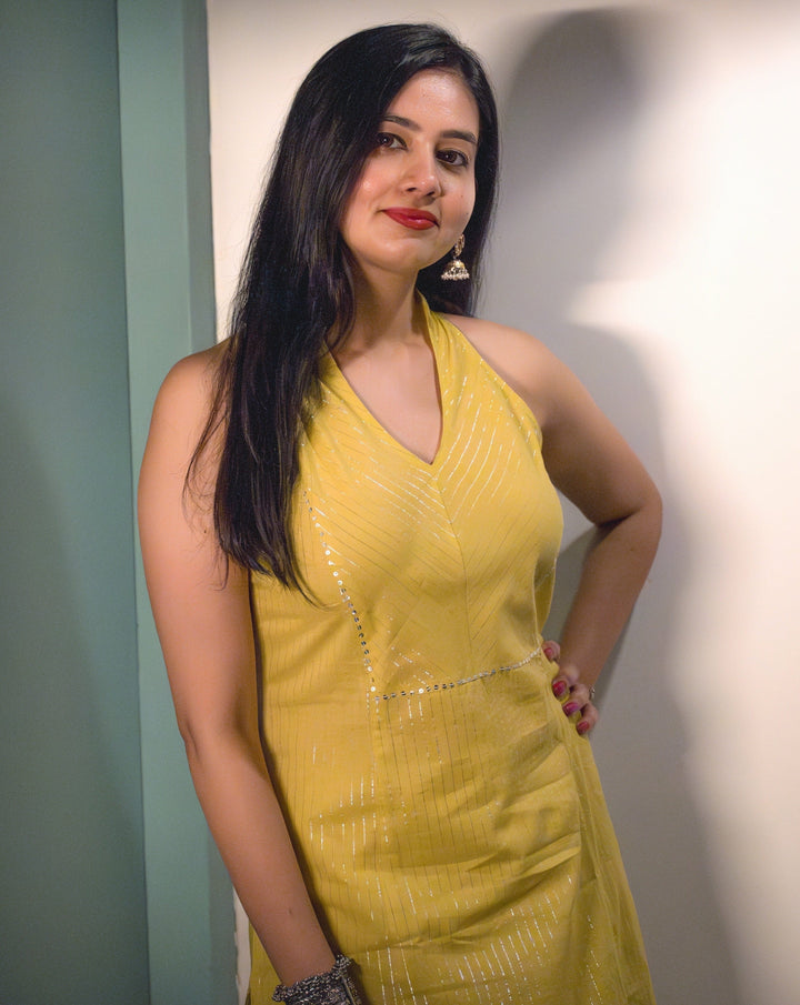 TULIP Yellow Cotton Kurta with Afghani Salwar