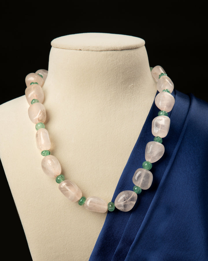 Rosaline Grove: Rose Quartz & Prasiolite Mala | SHOBITAM