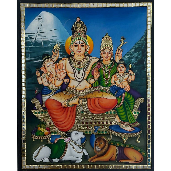 TANJORE PAINTING SHIVA FAMILY 30*24 | SHOBITAM