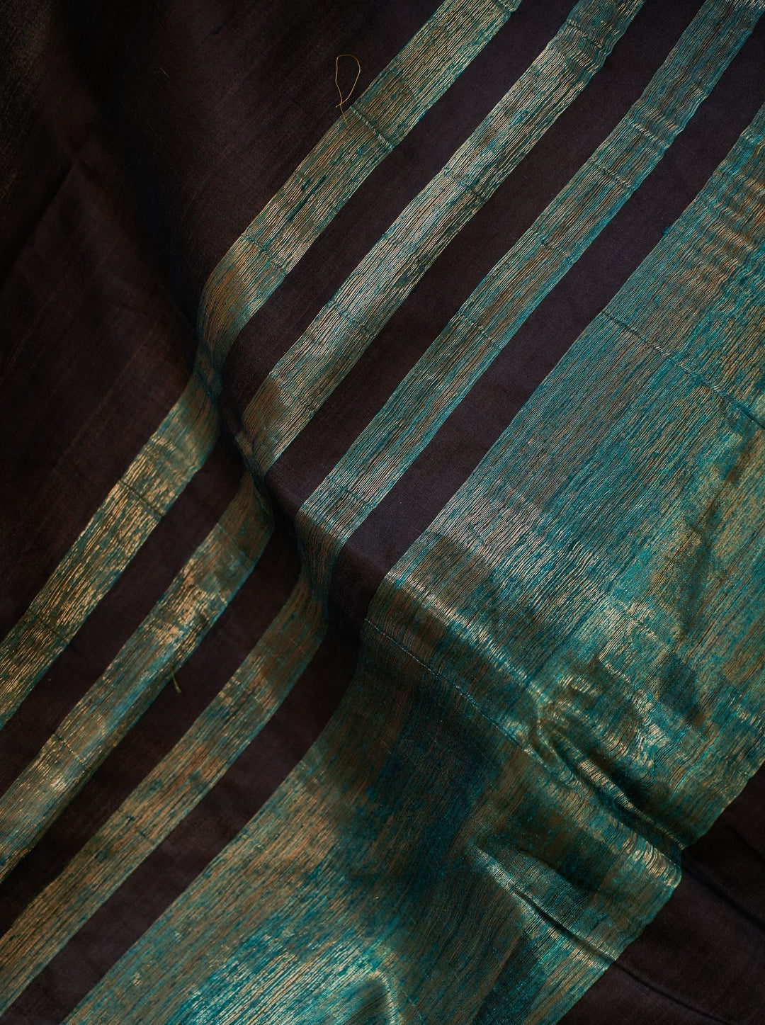 Black Tussar Handloom Silk Saree | SHOBITAM