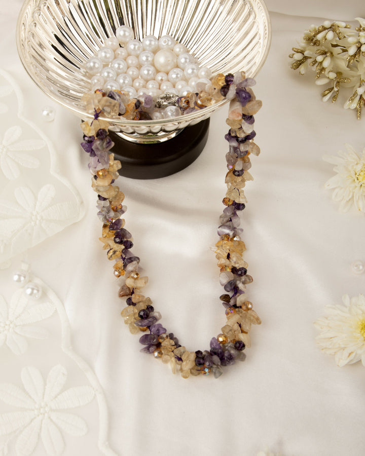 Avaana Autumn Violette- Citrine and Amethyst with Crystals Mala | SHOBITAM