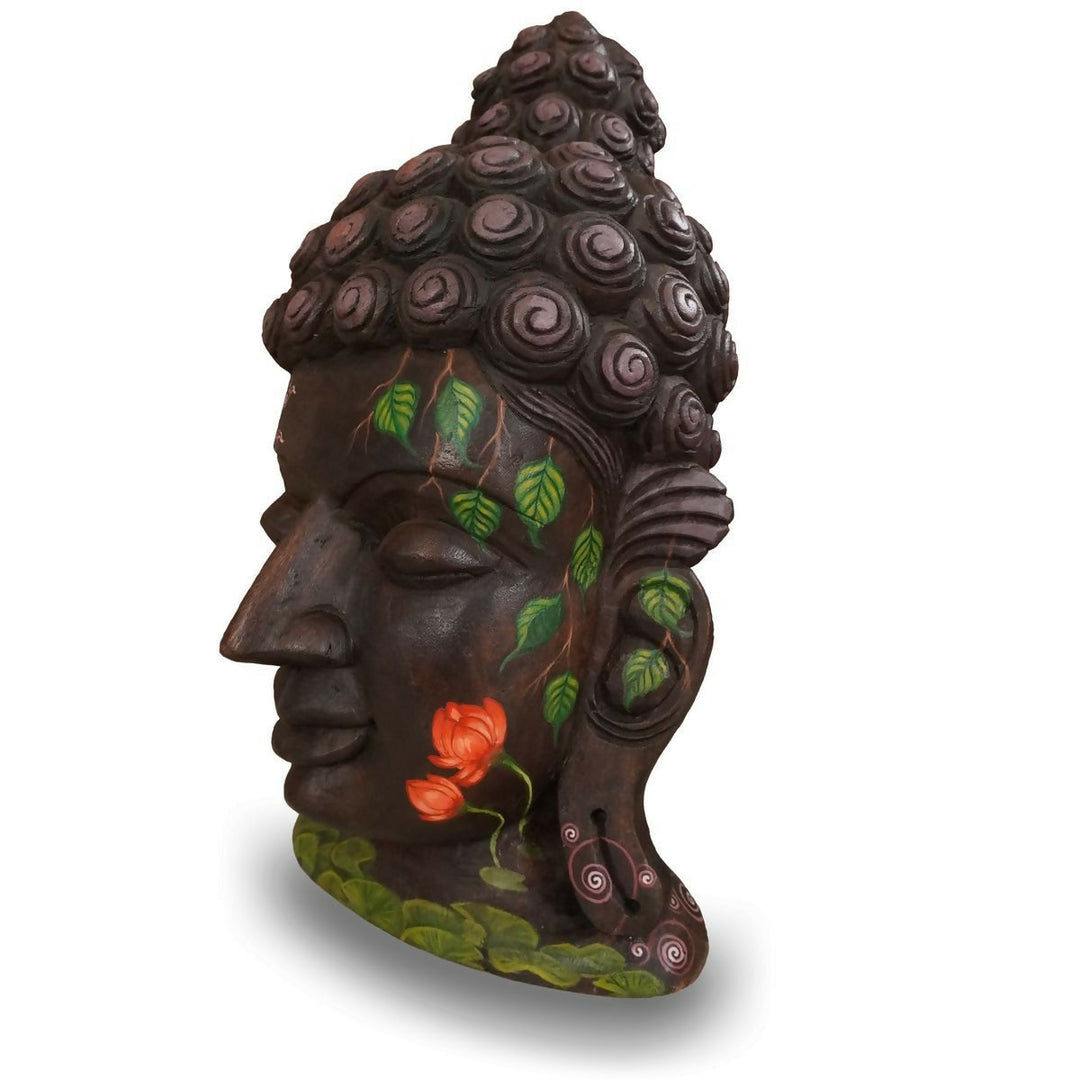 BUDDHA HAND PAINTED VAAGAI WOODEN HEAD-SHOBITAM