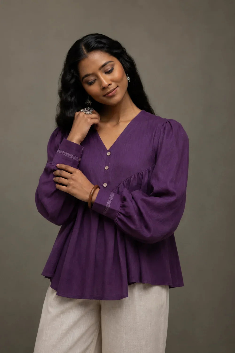 Purple Malai Flared Top | SHOBITAM