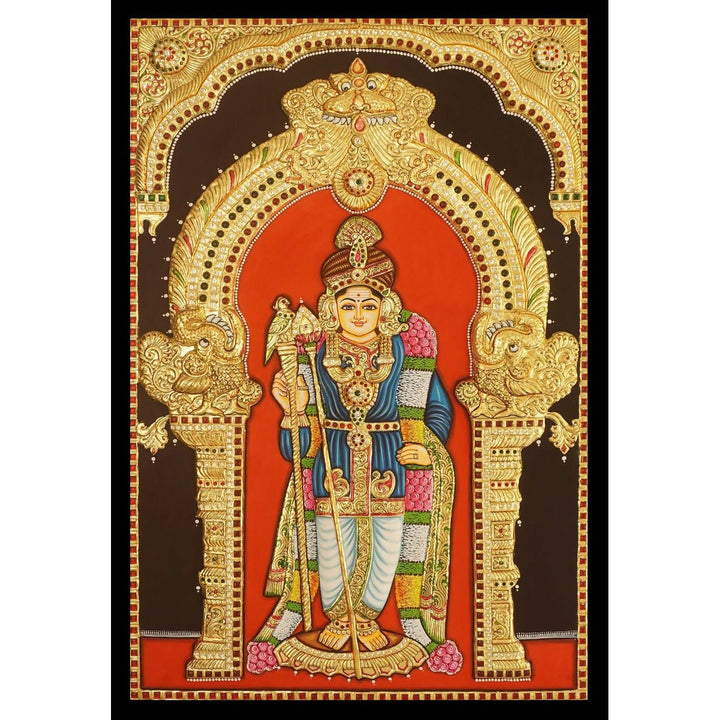 36 x 24 Palani Murugan Authentic Tanjore Hand painting , Unframed | SHOBITAM