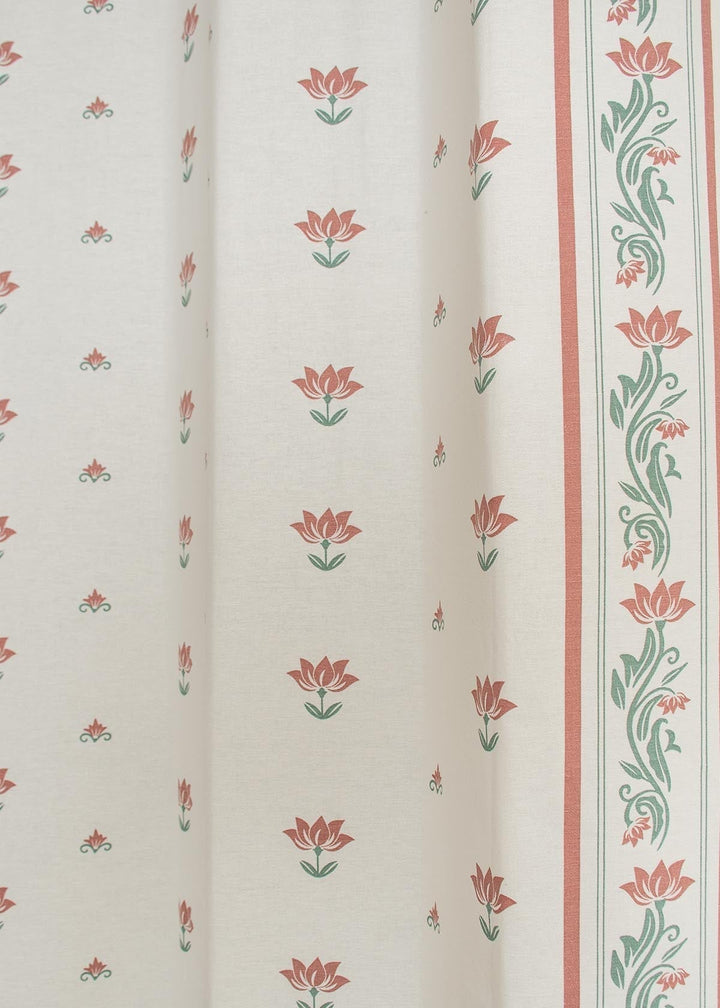 Lotus Pond 100% cotton minimal curtain for living room - Light Reduction - Multicolor - Single Piece | SHOBITAM