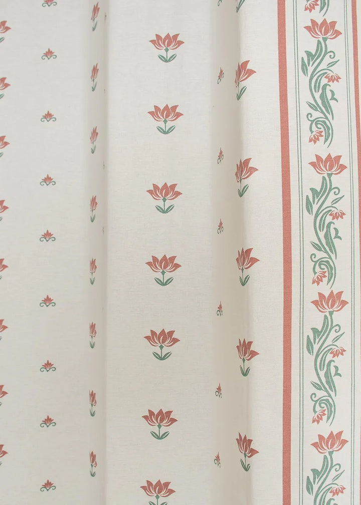Tala 100% cotton curtain with Lotus Prints - Customizable for size, lining and headers
