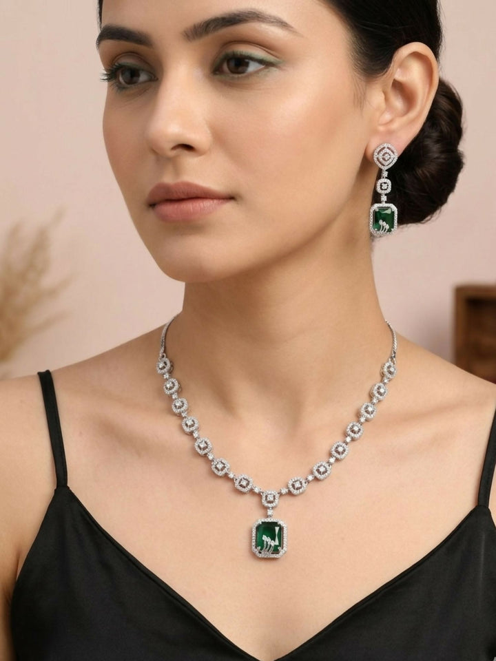 Classic American Diamond Necklace Set | SHOBITAM