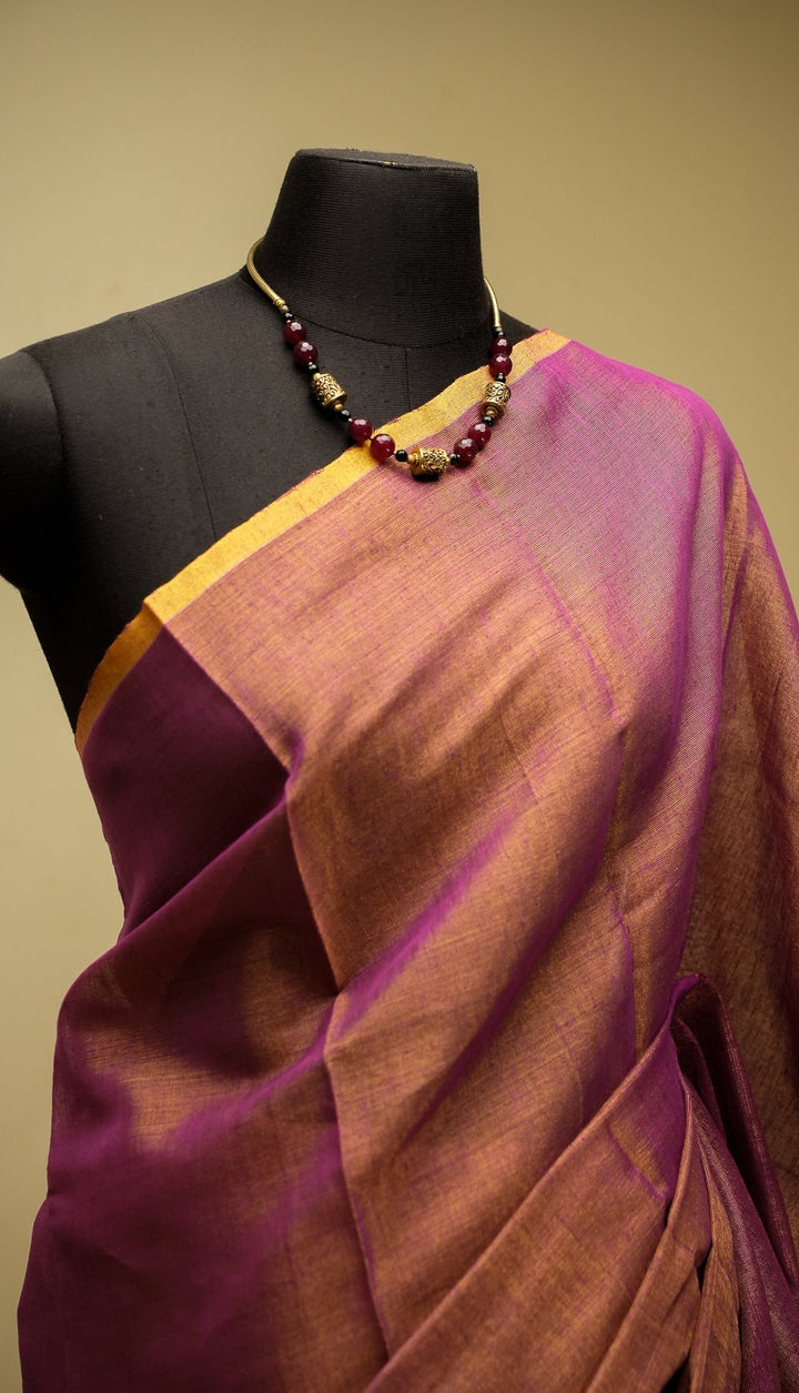 Mauve Tissue By Cotton Saree Mihira | SHOBITAM