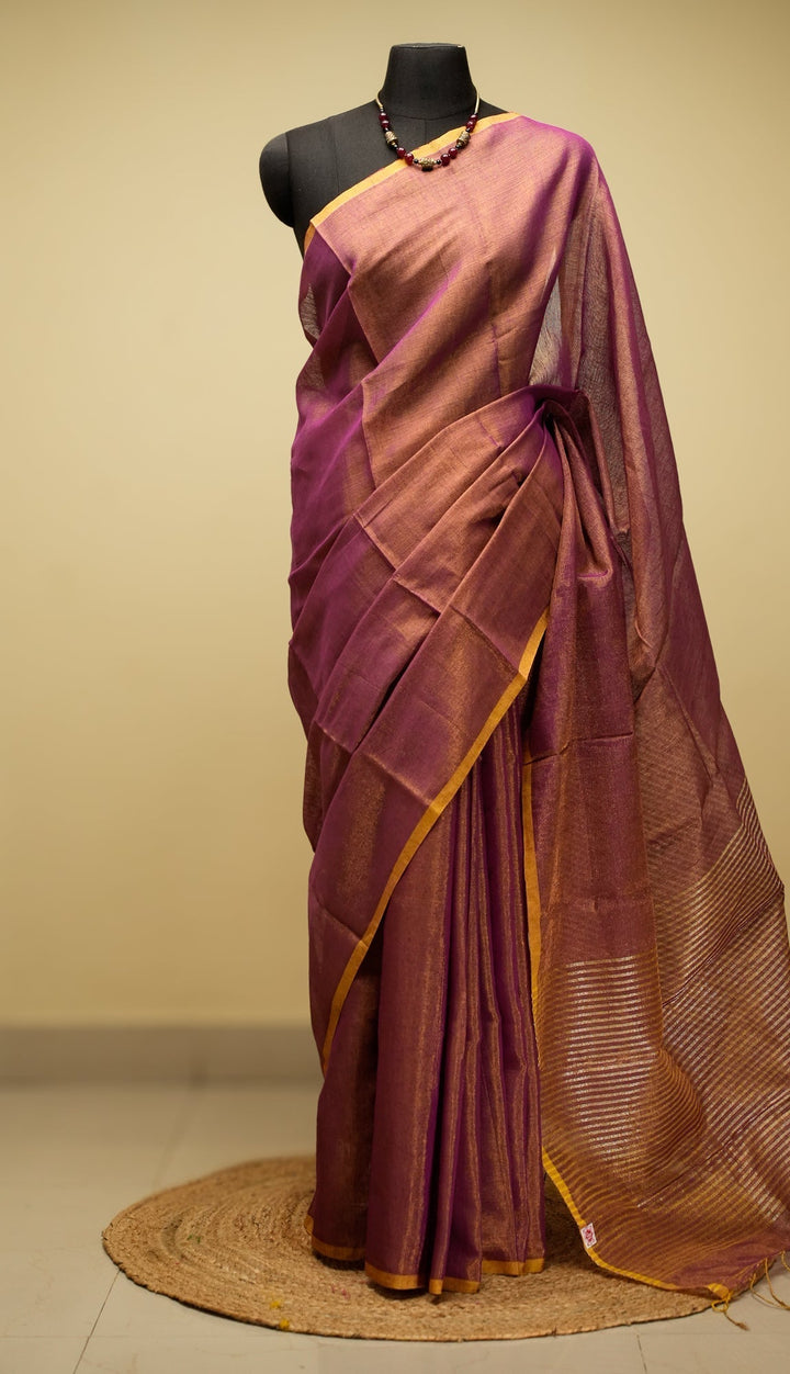 Mauve Tissue By Cotton Saree Mihira | SHOBITAM
