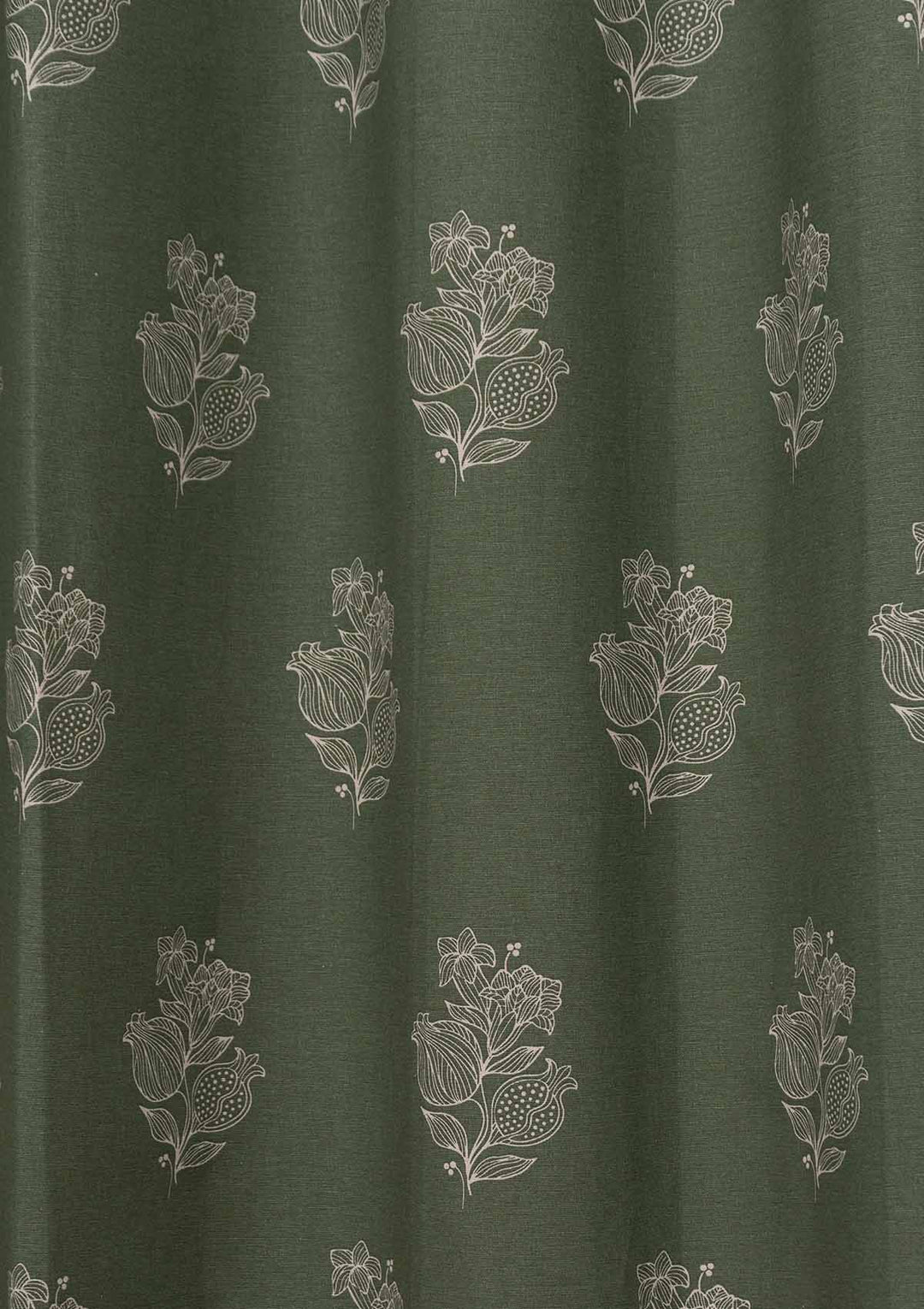Malabar Printed 100% cotton ethnic curtain for living room & Bedroom - Room darkening - Pepper Green - Single Piece