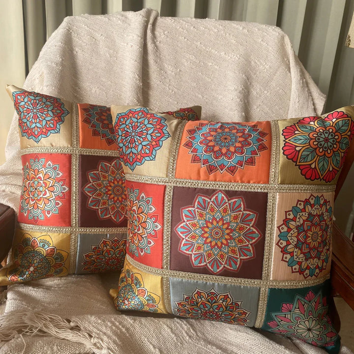Mandala Auburn Cushion Covers, 16" x 16", Pack of 2