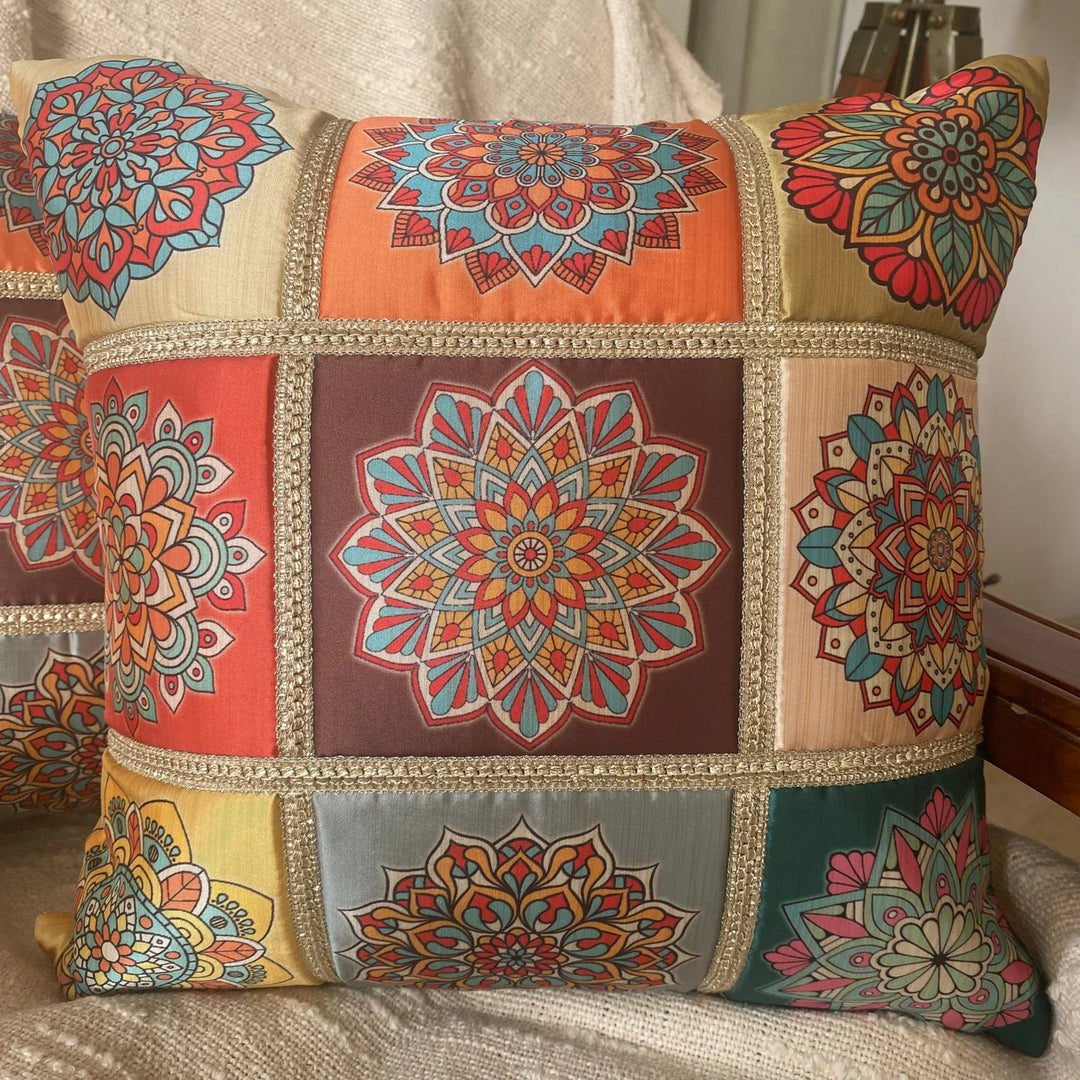 Mandala Auburn Cushion Covers, 16" x 16", Pack of 2
