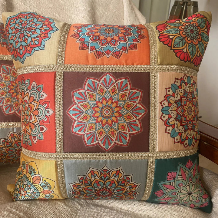 Mandala Auburn Cushion Covers, 16" x 16", Pack of 2