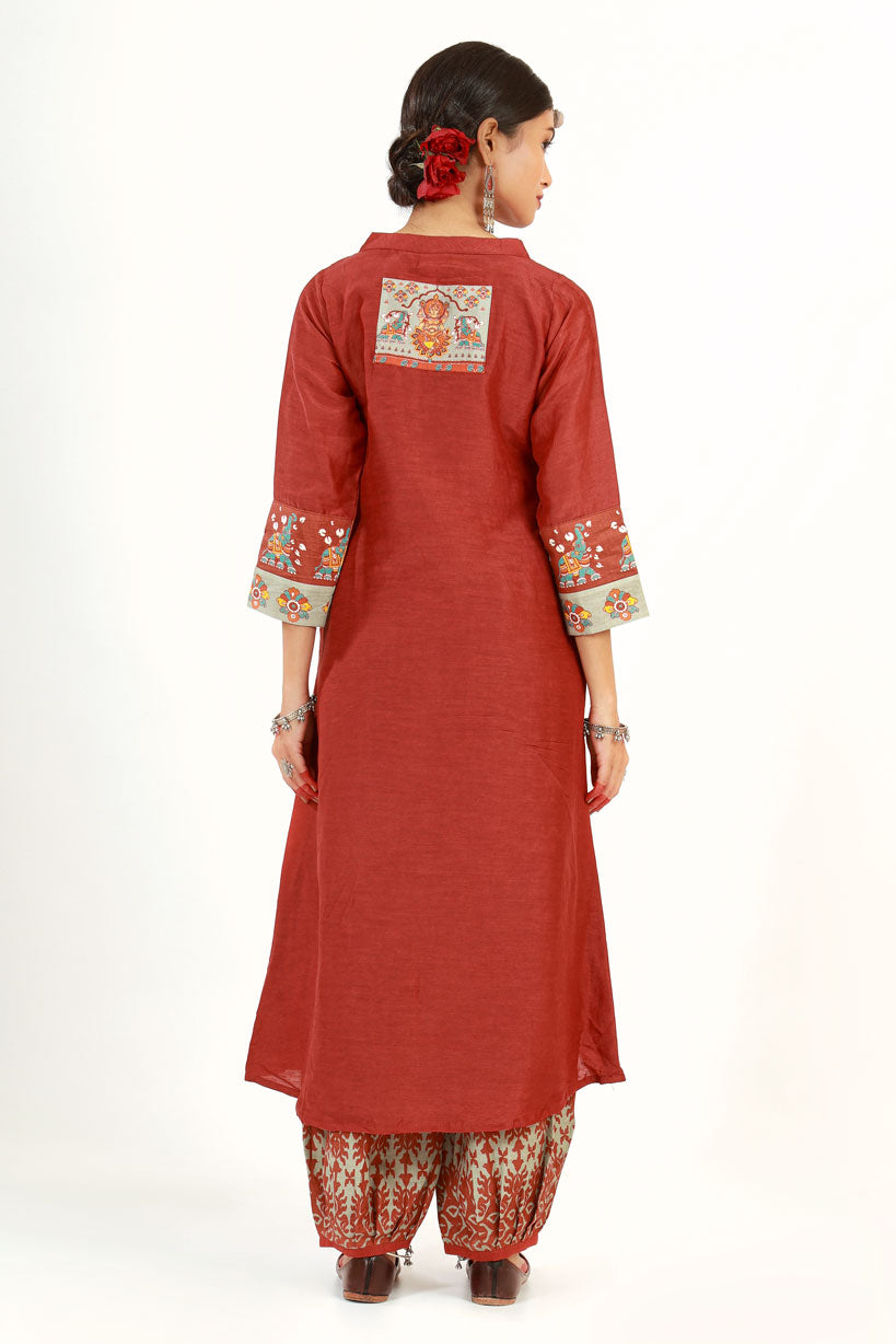 MAROON LAKSHMI SET + ISHWARI DUPATTA (set of 3 ) | SHOBITAM