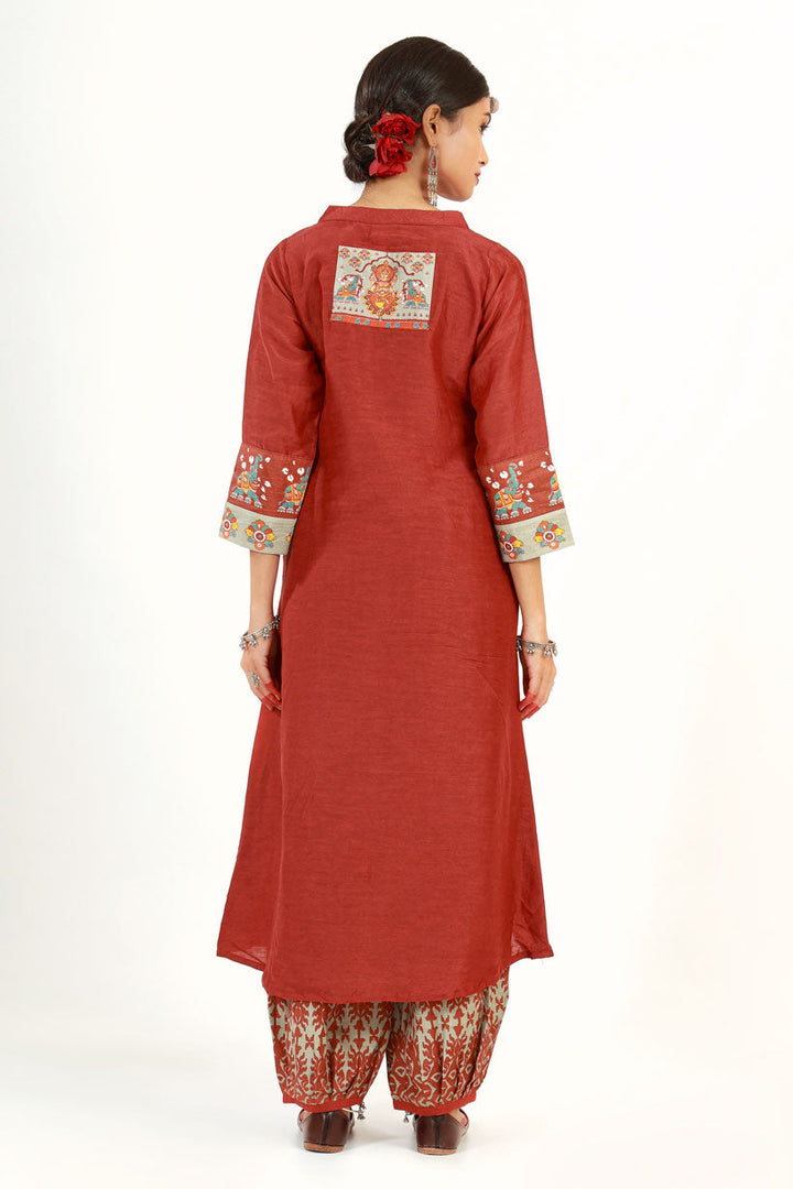 MAROON LAKSHMI SET + ISHWARI DUPATTA (set of 3 ) | SHOBITAM