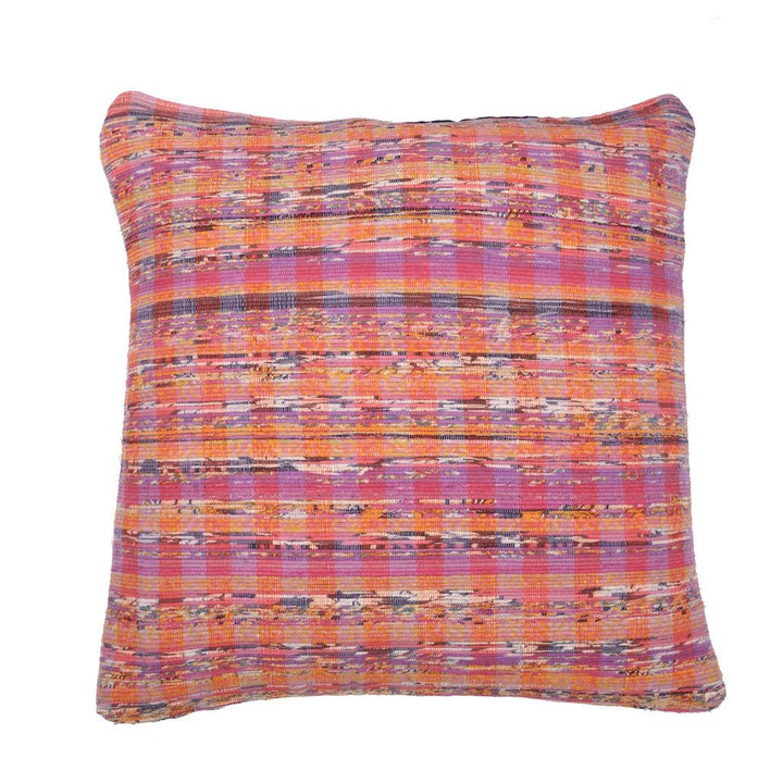 Mauve Red Checked Khesh Cotton Cushion Cover - Pack of 1 | SHOBITAM