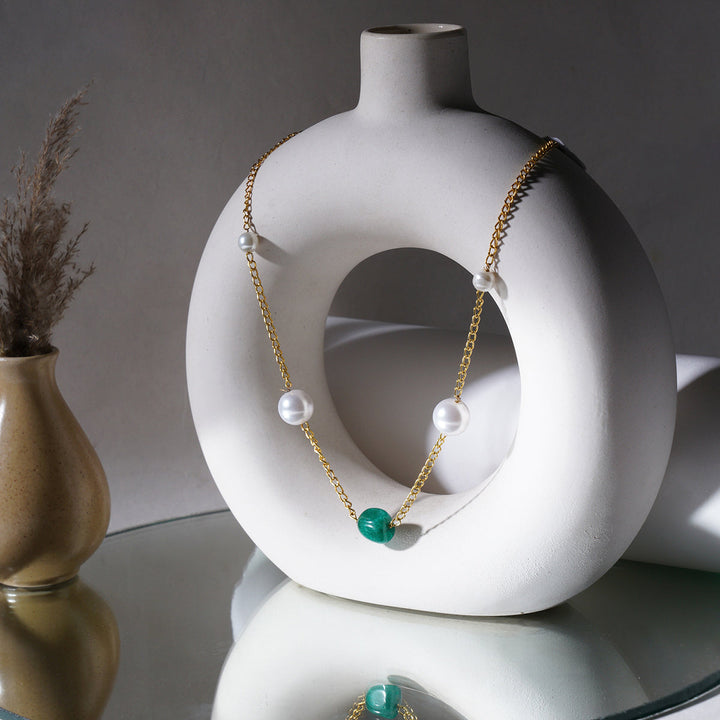 Layered Pearl and Emerald Neckpiece | SHOBITAM