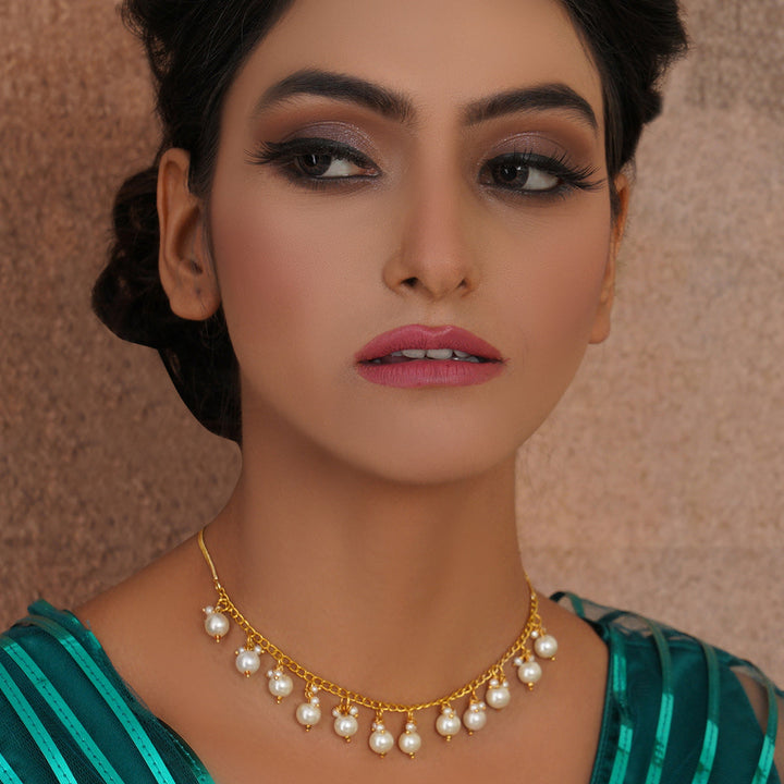 Golden Pearl Neckpiece | SHOBITAM