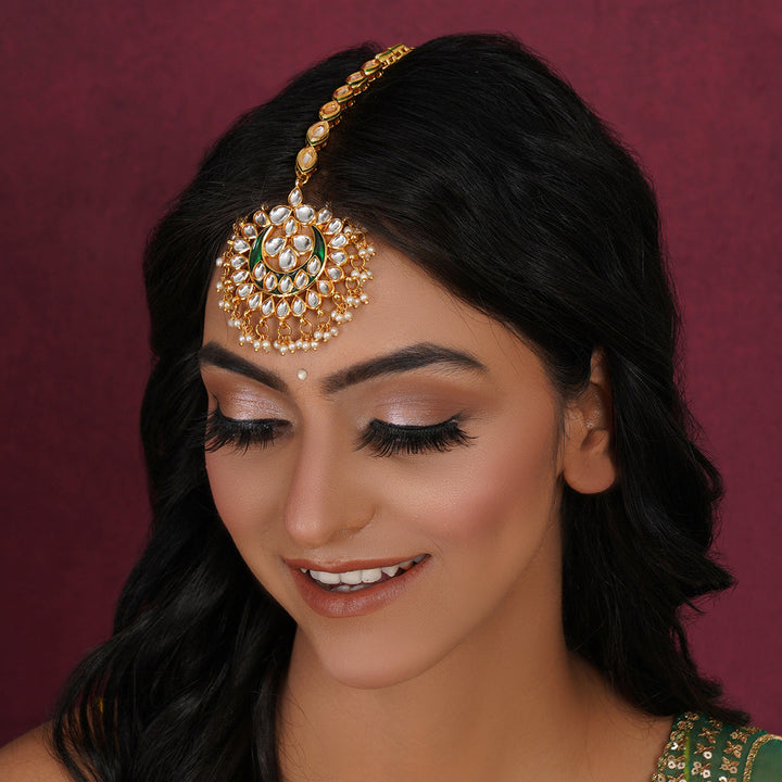 Women's Meenakari Kundan Maang Tikka | SHOBITAM
