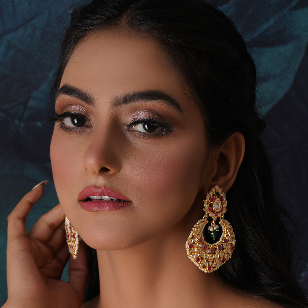 Kundan Chand Earrings | SHOBITAM