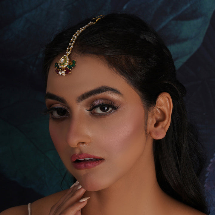 Women's Multi Stone Kundan Maang Tikka | SHOBITAM