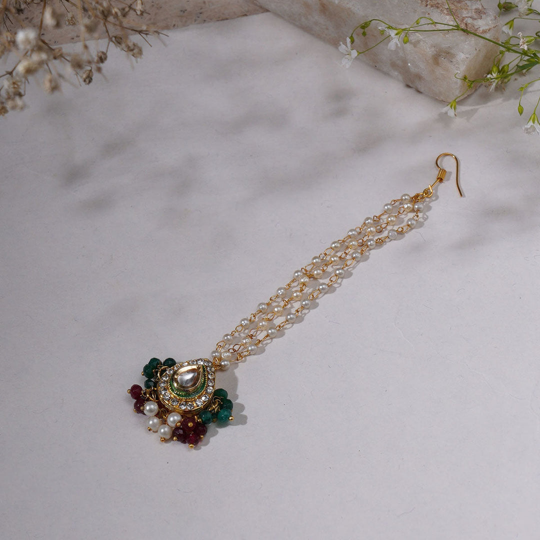 Women's Multi Stone Kundan Maang Tikka | SHOBITAM