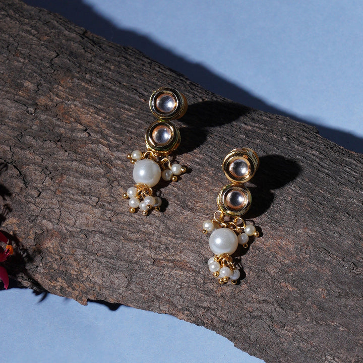 Women's Kundan Earrings with Pearl Drops | SHOBITAM