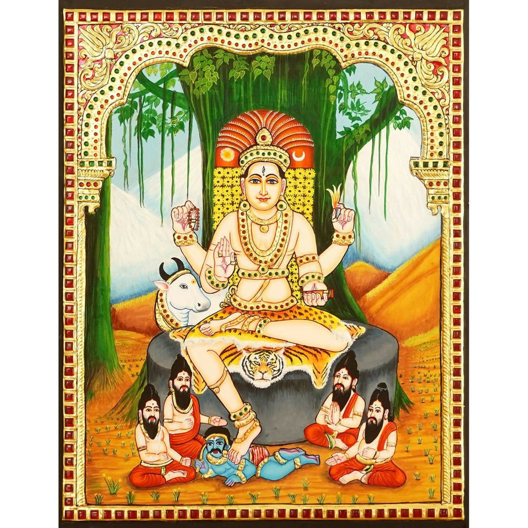 TANJORE PAINTING DAKSHINAMOORTHY 12*15-SHOBITAM
