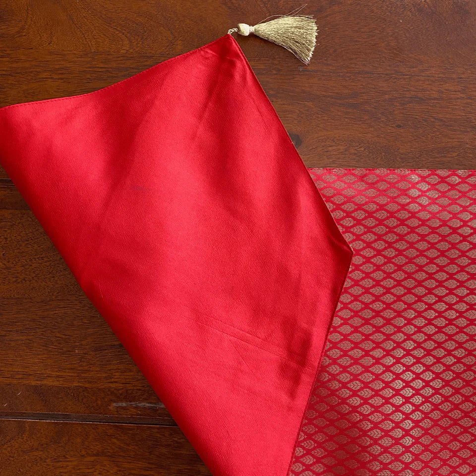 Mirage Scarlet Red Brocade Table Runner 12" x 72"