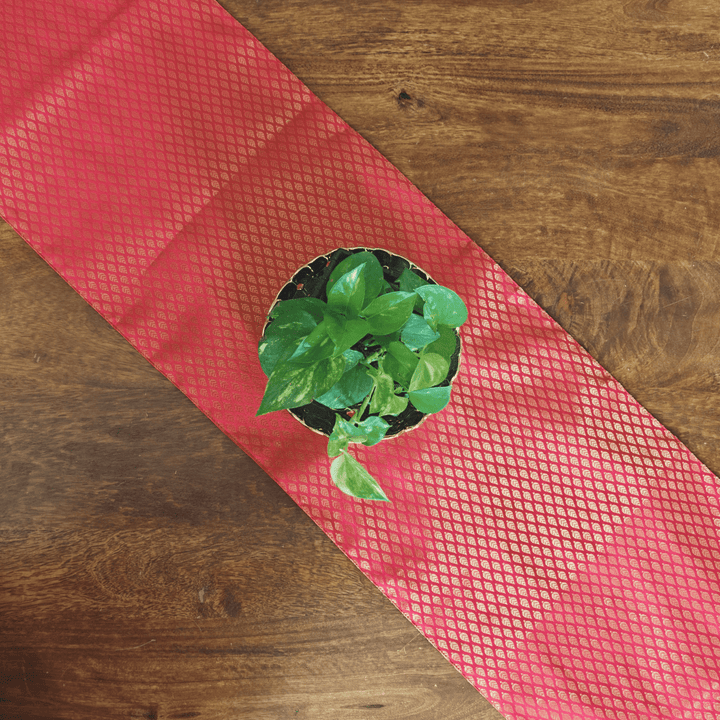 Sugandha Scarlet Red Brocade Table Runner | SHOBITAM