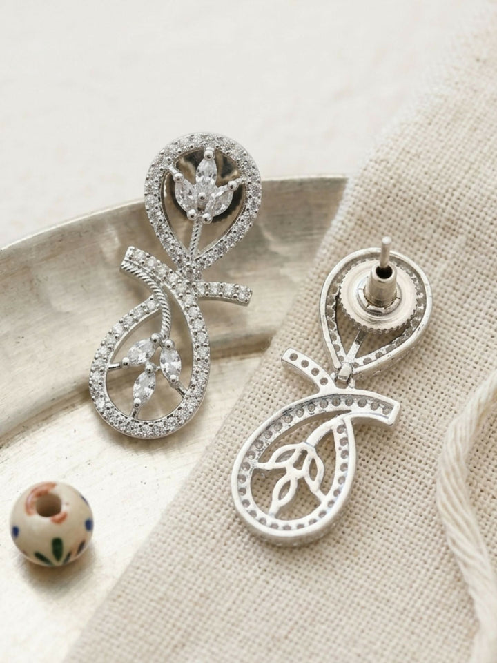 Contemporary Silver Plated American Diamond Necklace Set | shobitam