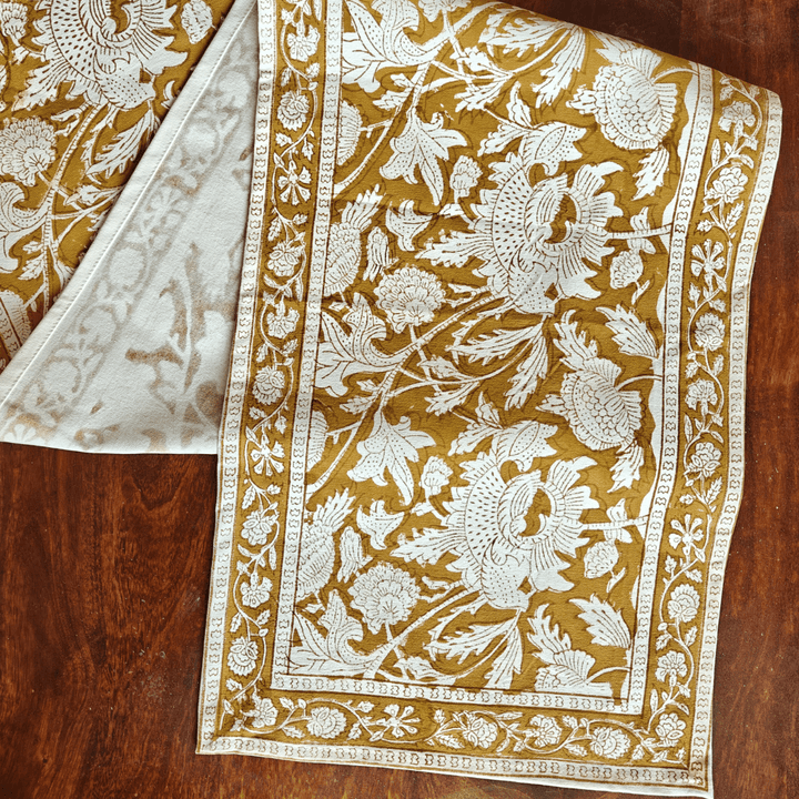Nostalgic Mogra Block Print Runner | SHOBITAM