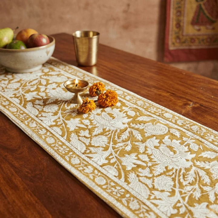 Nostalgic Mogra Block Print Runner | SHOBITAM