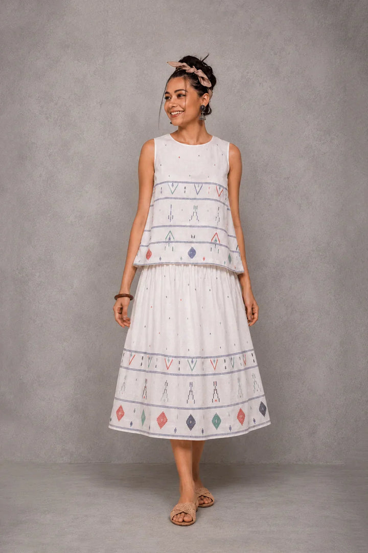 Mosaic White Jamdani Skord | SHOBITAM