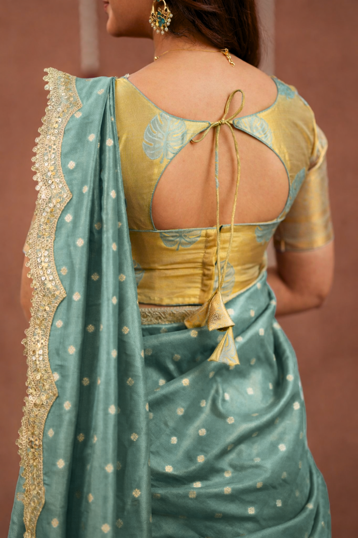Mandana Teal Halfsaree ( Set of 3 ) | SHOBITAM