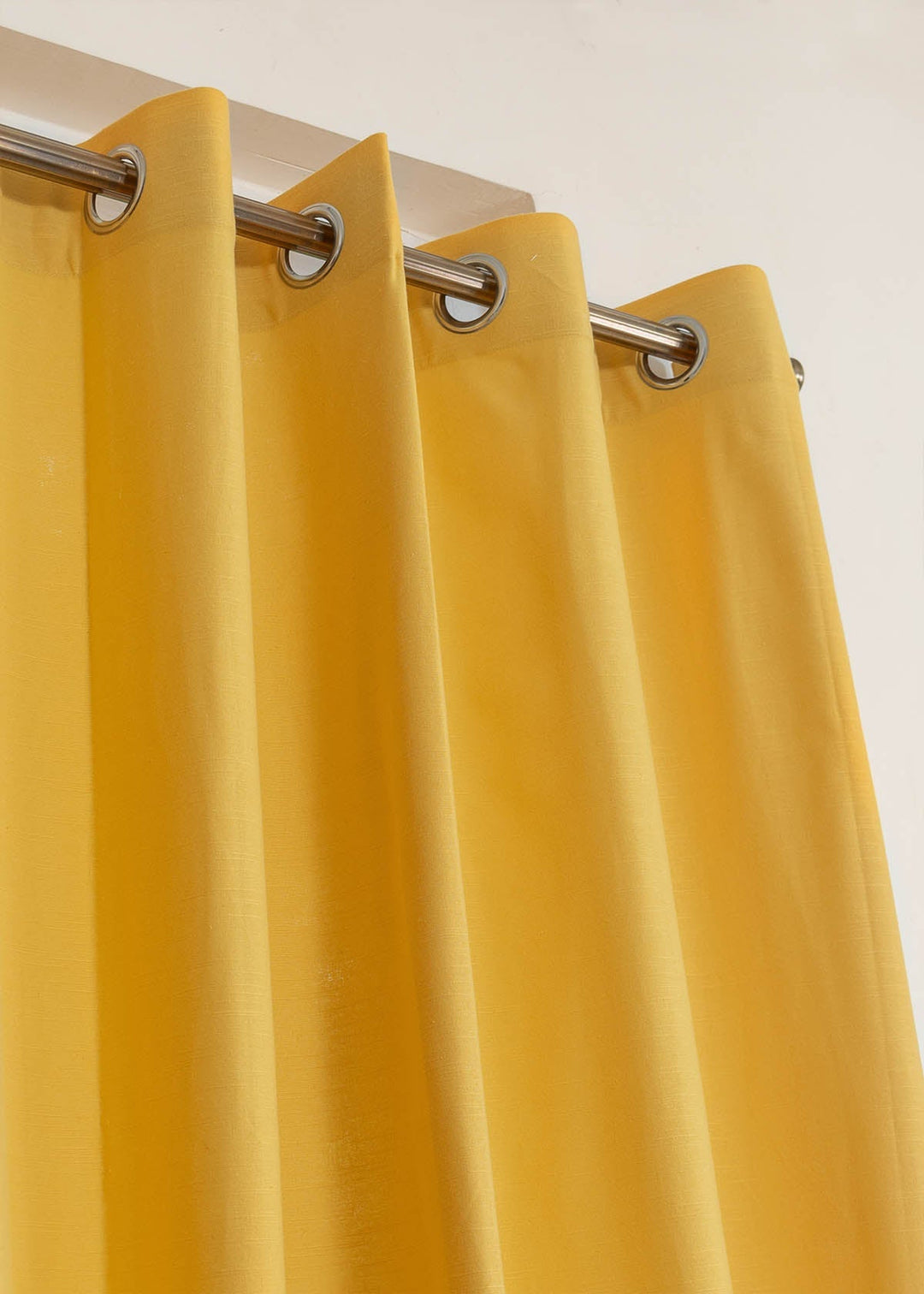 Solid Mustard 100% cotton plain curtain for bedroom - Room darkening - Single Piece | SHOBITAM