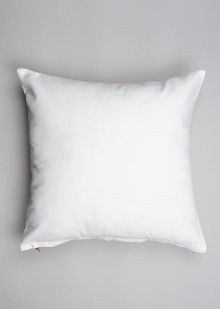 Marigold Blooms 16 x 16 100% cotton embroidered decorative cushion cover for sofa - Off White