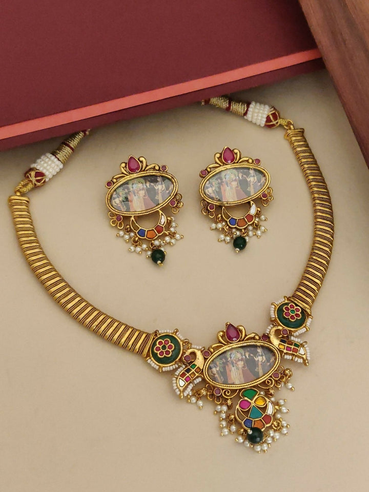 Royal Imitation Southindian Temple Necklace Set | SHOBITAM