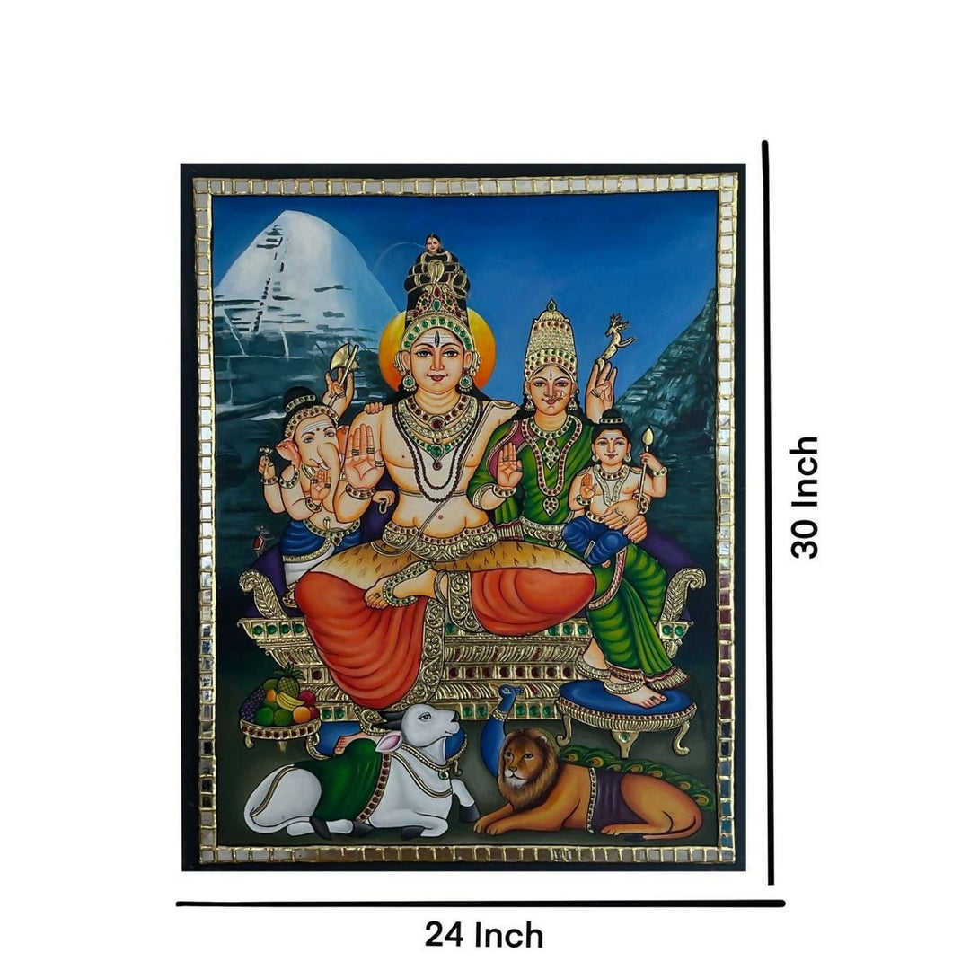 TANJORE PAINTING SHIVA FAMILY 30*24 | SHOBITAM